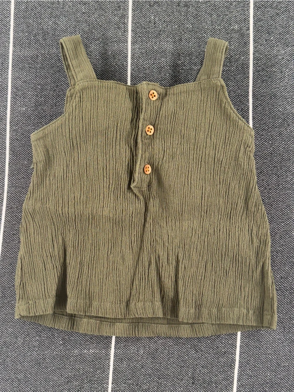 Kids—Carter's Olive Green Textured Button-Front Tank Top